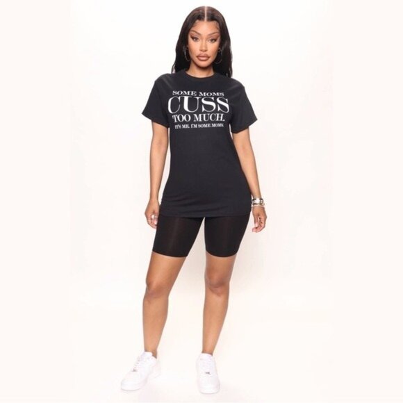 Fashion Nova ✦ Some Moms Cuss Too Much Graphic Tee ✦ Black Cotton Crew Neck S NW - Picture 10 of 14
